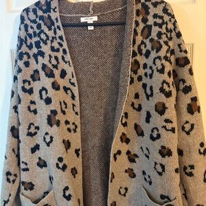 Nine West Animal Print Cardigan - Brown and Black